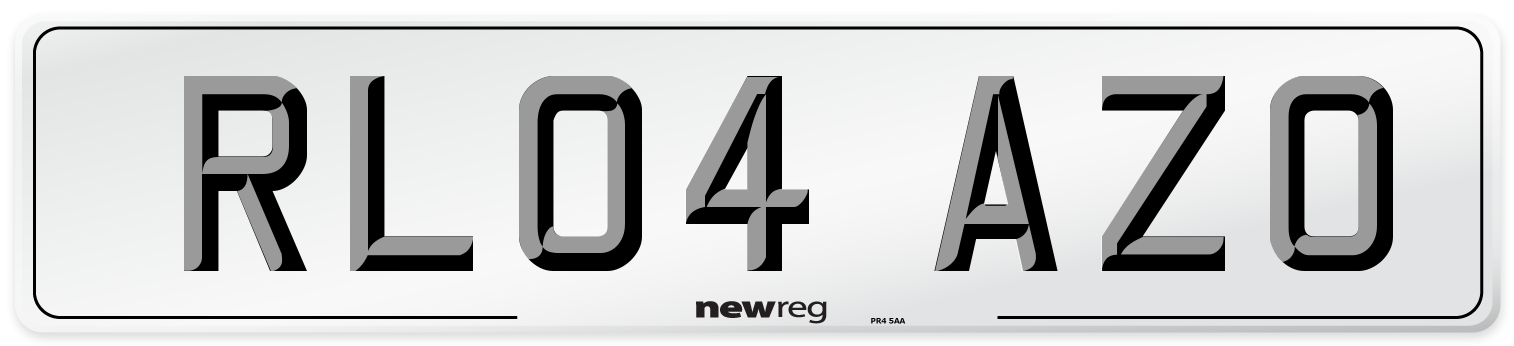 RL04 AZO Number Plate from New Reg